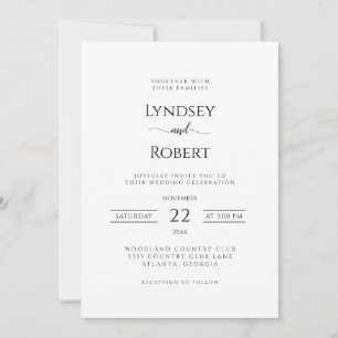 Chic Classic Black and White Wedding Invitation