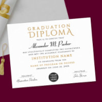 Chic Classic Black Gold School Grad Logo Diploma