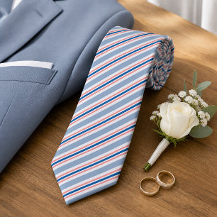 Chic Classic Blue Grey Blush Pink Stripes Pattern Tie