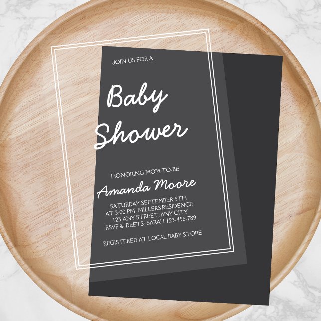 Chic Classic Calligraphy Script Baby Shower Acrylic Invitations (Chic Classic Calligraphy Script Baby Shower Acrylic Invitations)