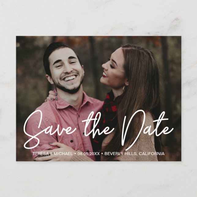 Chic Classic Personalised Save the Date Postcard (Front)