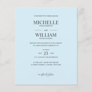 Chic Classic Plain Blue Elegant Budget Wedding