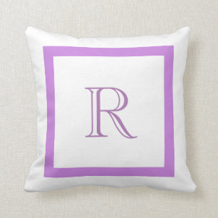Chic Classic Purple & White Monogrammed Cushion