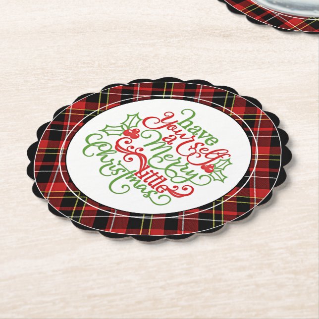 Chic Classic Red Black Yellow White Tartan Pattern Paper Coaster (Angled)
