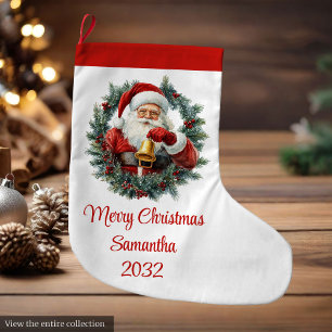 Chic Classic Santa Claus Vintage Merry Christmas Large Christmas Stocking