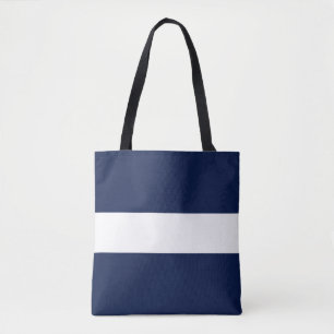 Chic Classic Wide Navy Blue White Nautical Stripes Tote Bag