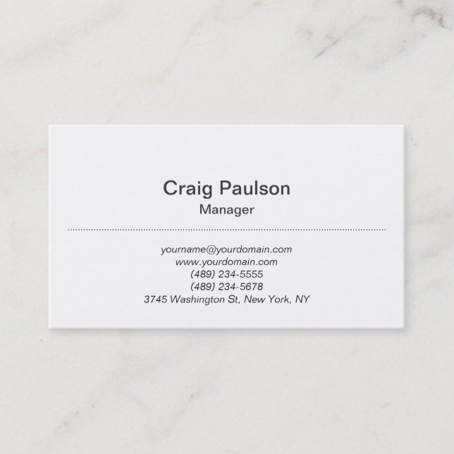Chic Classical Black White Manager Business Card (Front)