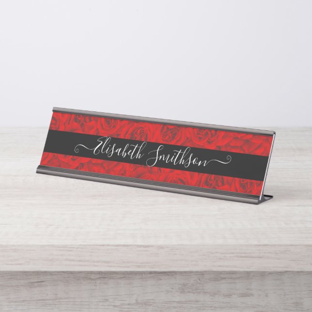     Chic Classy Elegant Custom Professional Floral Desk Name Plate (Front)