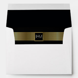 chic & classy gold lines wedding monogram envelope