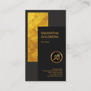 Chic Classy Retro Faux Gold Leaf Fine Dining Business Card