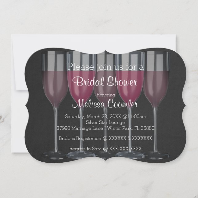 Chic Classy Wine Glass Bridal Shower Invitation (Front)