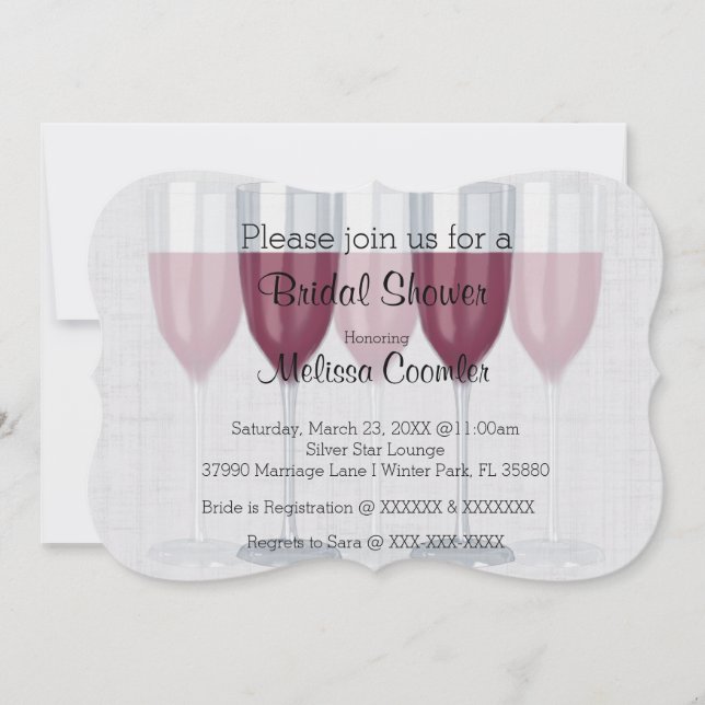 Chic Classy Wine Glass Bridal Shower Invitation (Front)