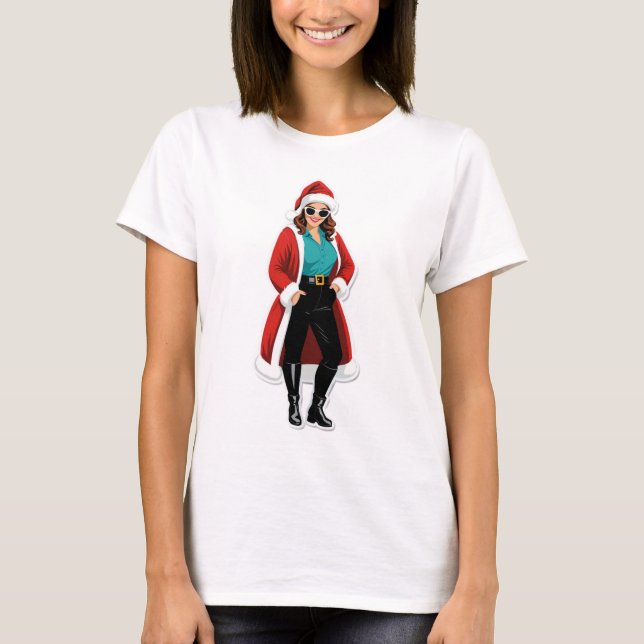 Chic Claus – Fashion Meets Christmas Fun T-Shirt (Front)