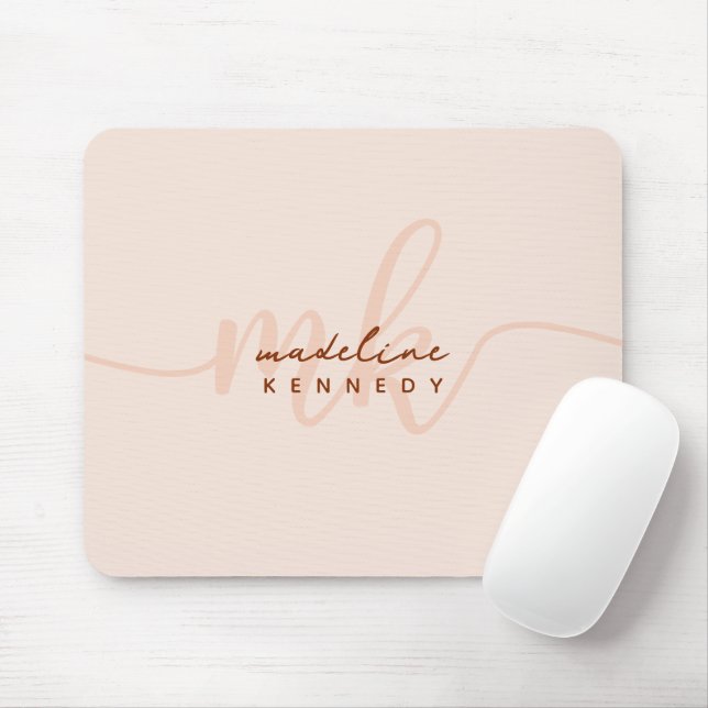 Chic Clay and Beige Modern Monogram Mouse Mat (With Mouse)