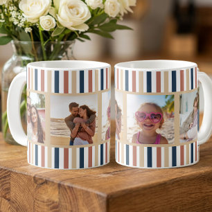 Chic Clay Sand Denim Earthy Stripe Photo Coffee Mug