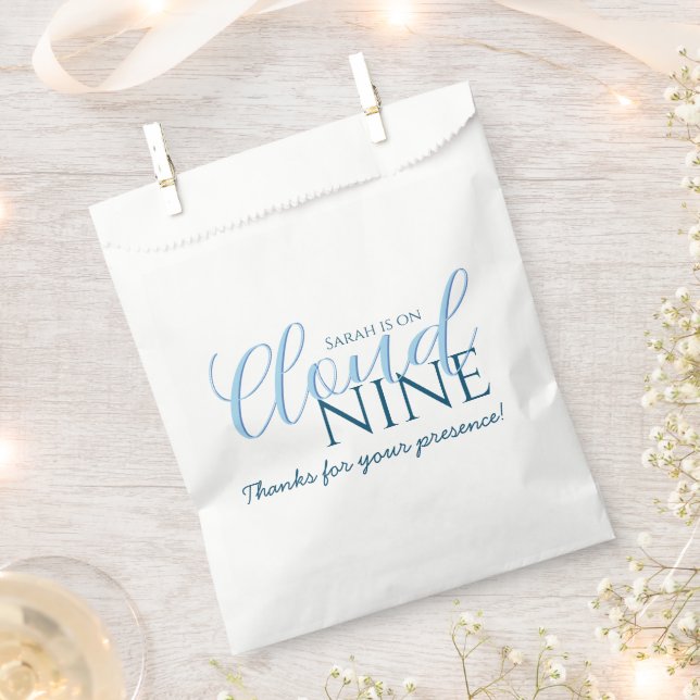 Chic Cloud Nine Modern Script bridal shower  Favour Bags (Clipped)