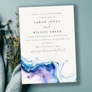 Chic Coastal Sea Beach Watercolor Couples Shower Invitation