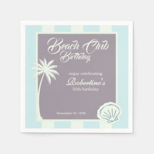 Chic Coastal Stripe Beach Club 50th Birthday Napkin