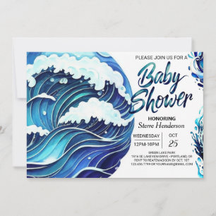 Chic Coastal Waves Baby Shower  Invitation