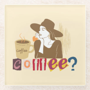 Chic Coffee Lover Retro Glass Coaster