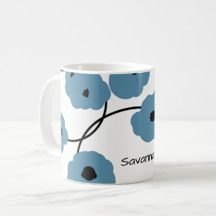 CHIC COFFEE MUG_MOD B;UE AND BLACK  POPPIES MUG