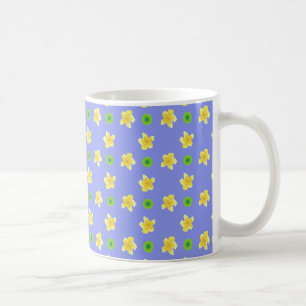 Chic Coffee Mug: Primroses, Polkas on Blue Coffee Mug