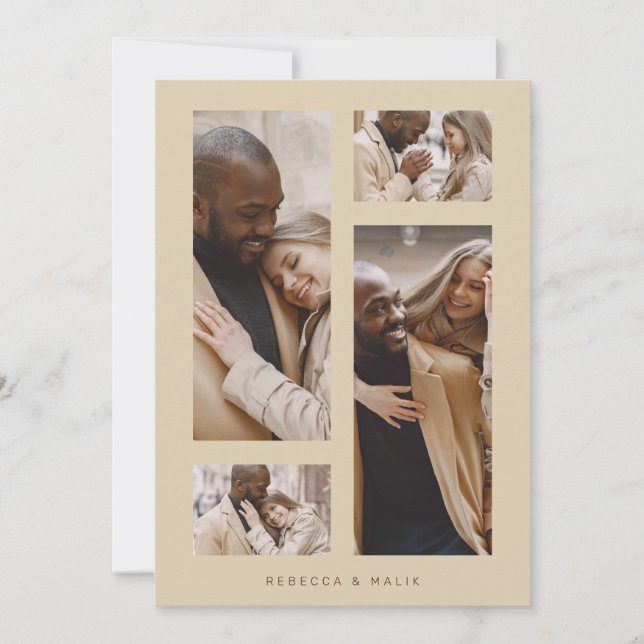 Chic Collage Minimalist Trendy Wedding 4 Photos  Invitation (Front)