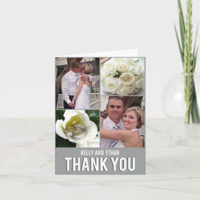 Chic Collage Wedding Thank You Card (Front)