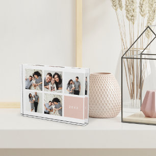 Chic Collage Year Keepsake Photo Block Blush
