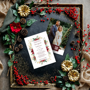 Chic Colorful Christmas Botanical & Floral Frame  Invitation