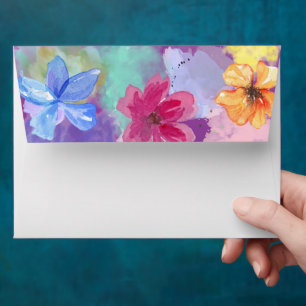 Chic Colorful Floral Wedding  Envelope