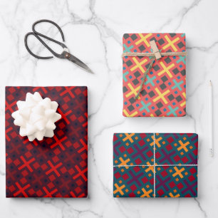 Chic Colorful Geometric Cross Rectangle Pattern Wrapping Paper Sheet
