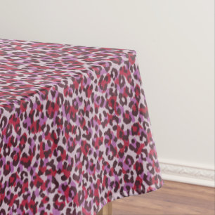 Chic colorful red purple cheetah print pattern tablecloth