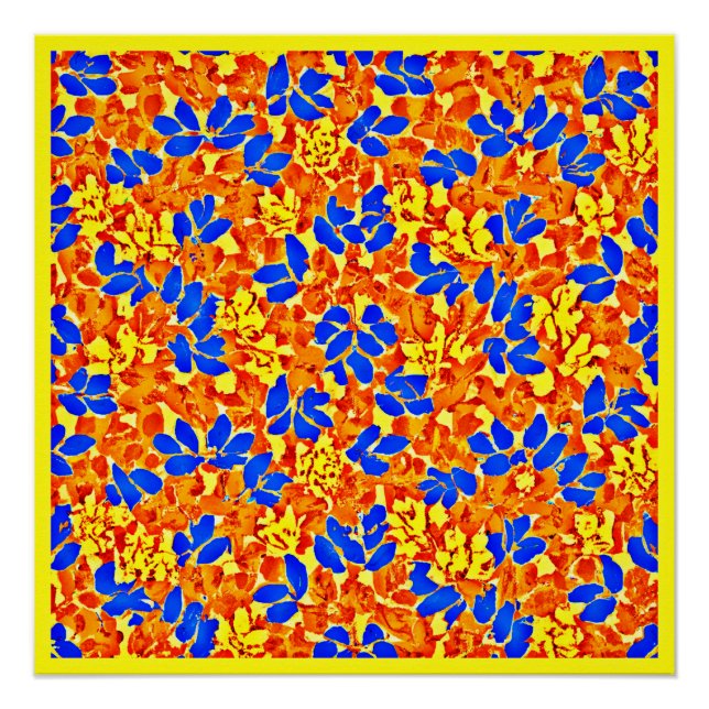 Chic Colour Burst Foliage Pattern Poster (Front)