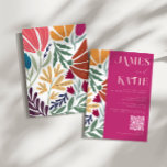 Chic Colourful Abstract Floral Retro Wedding QR Invitation<br><div class="desc">Chic Colourful Abstract Floral Retro Wedding QR Invitation</div>