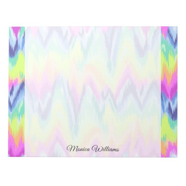 Chic Colourful Abstract Neon Chevron Pattern Notepad (Front)