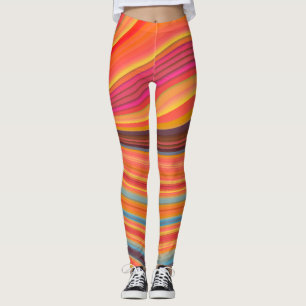 Chic Colourful Abstract Orang Yellow Leggings
