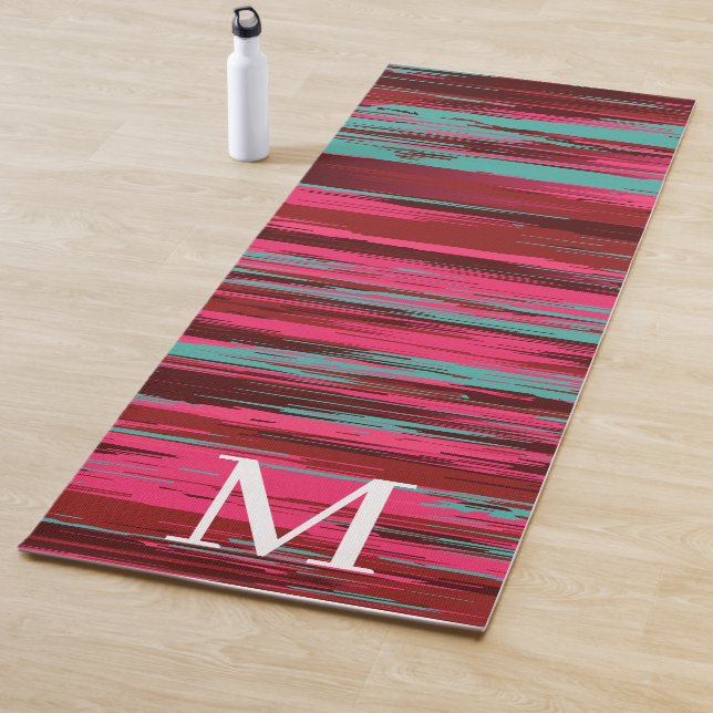 Chic Colourful Abstract Red &Pink Monogram Yoga Mat (In Situ)