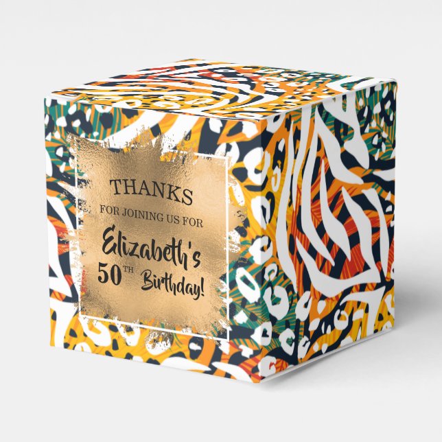 Chic Colourful Animal Print Favour Box (Front Side)