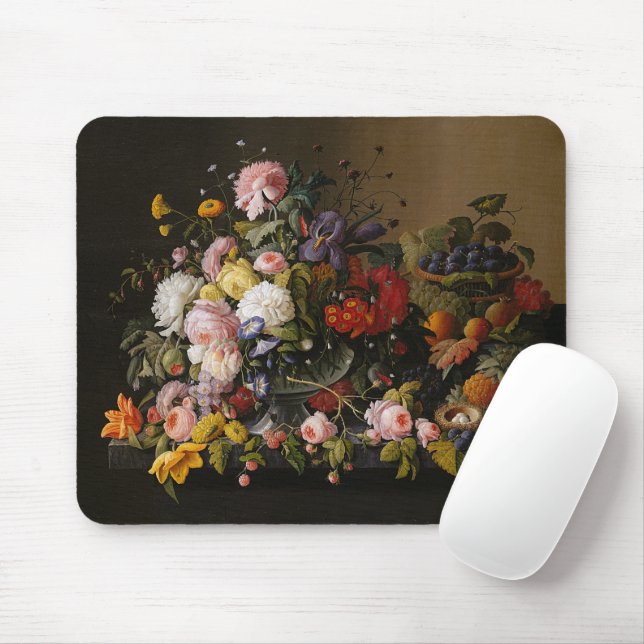 Chic Colourful Baroque Flowers Still Life Painting Mouse Mat (With Mouse)