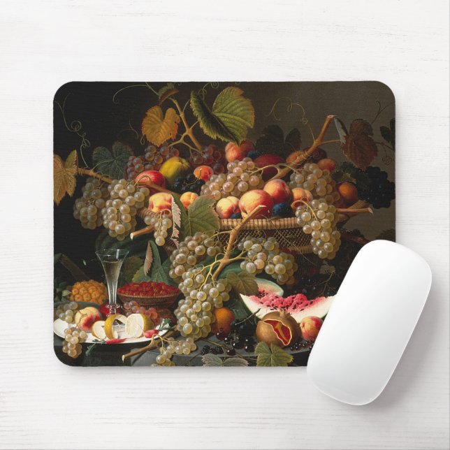 Chic Colourful Baroque Fruit Still Life Painting M Mouse Mat (With Mouse)