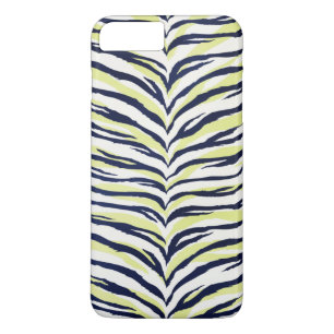 Chic colourful black & yellow zebra print monogram iPhone 8 plus/7 plus case