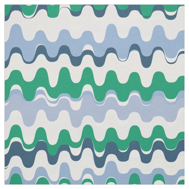 Chic colourful blue green abstract wave pattern fabric (Swatch)