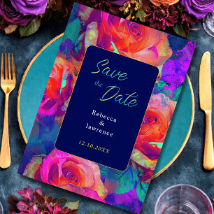 Chic colourful bright flowers wedding save the date