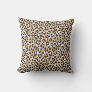 Chic colourful brown gold cheetah print cushion