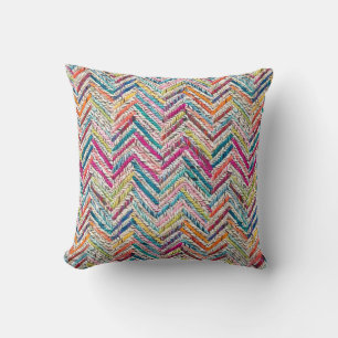 Chic colourful chevron cushion