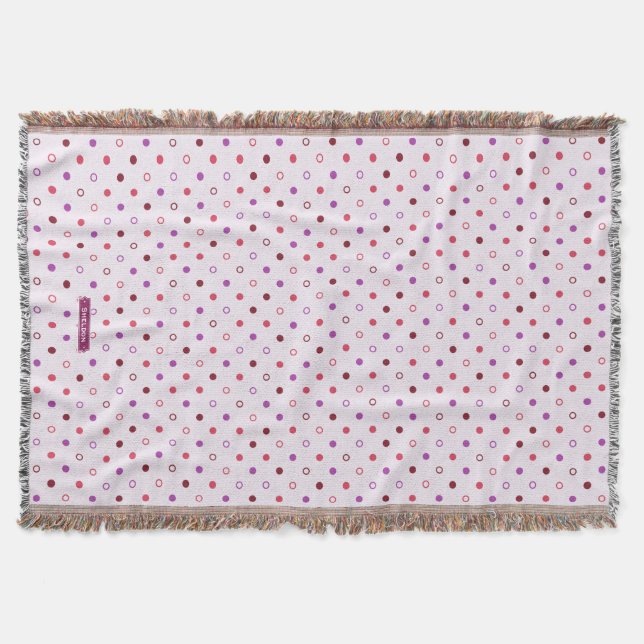 Chic colourful coral purple polka dots pattern throw blanket (Front)