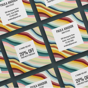 Chic Colourful Curvy Waves Handmade  Discount Card