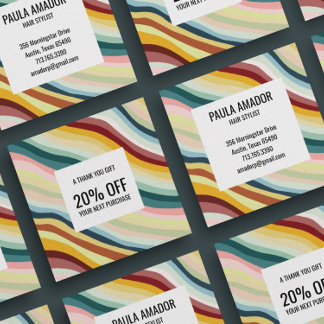 Chic Colourful Curvy Waves Handmade Discount Card