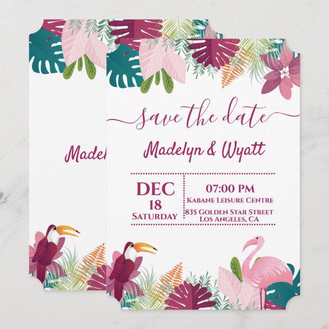 Chic Colourful Flamenco Jungle Invitation (Front/Back)